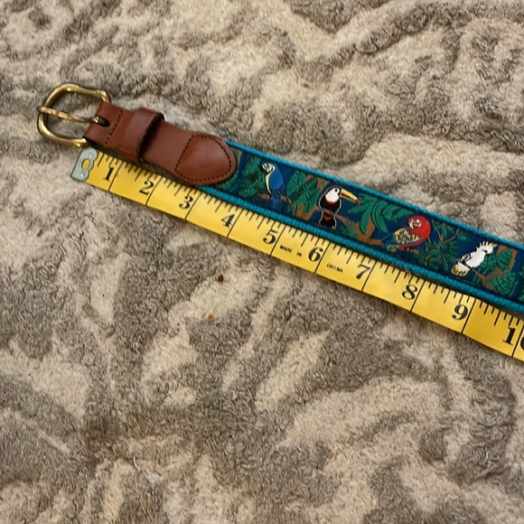 Tropical Bird Ribbon & leather brass buckle belt size 38 - Picture 6 of 9